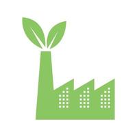 Fabrik Silhouette grün mit Blatt Pflanze Natur Logo Vektor Icon Design