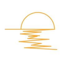 durchgehende linien sonnenuntergang mit meer logo vektor symbol illustration design