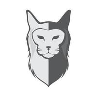 huvud katt main coon logotyp vektor ikon illustration design