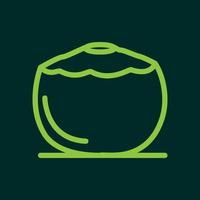 grüne Kokosnuss-Getränkelinien frische Logo-Design-Vektorsymbol-Symbolillustration vektor