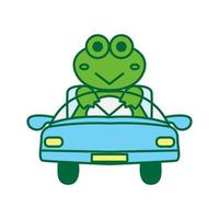 frosch mit auto niedlichem cartoon modernes logo symbol vektorillustration vektor