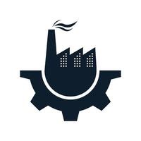 Factory Silhouette Gear Services Industrie Logo Vektor Icon Design