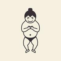 Sumo Kid Linie Logo Symbol Symbol Vektorgrafik Design Illustration Idee kreativ vektor