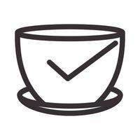 Linien Tasse Getränk mit Scheck Logo Vektor Symbol Icon Design Illustration