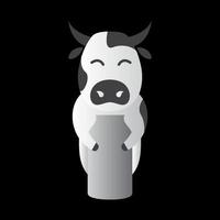 mjölkkor tecknad nöjd med mjölkflaska logotyp design vektor ikon symbol illustration