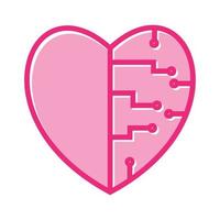 Herz oder Liebe mit Technologielinie verbinden Logo-Vektorsymbol-Illustrationsdesign vektor