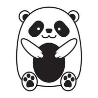 Linien niedliches Cartoon-Baby-Panda-Lächeln-Logo-Vektorsymbol-Illustrationsdesign vektor