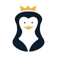 pingvin med crown queen logotyp vektor illustration design