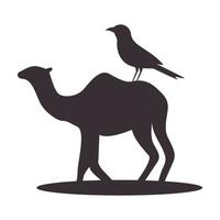 Kamel- und Vogelform Vintage-Logo-Vektorsymbol-Illustrationsdesign vektor