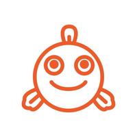 söt tecknad fisk huvud leende linje orange logotyp vektor ikon illustration design