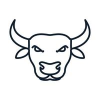 Kopf Gesicht Kuh oder Büffellinie umreißt einfache Logo-Vektor-Symbol-Illustration vektor