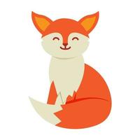 fox söt tecknad platt logotyp ikon vektorillustration vektor