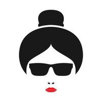 kvinnliga japan cool med solglasögon logotyp design vektor grafisk symbol ikon tecken illustration kreativ idé