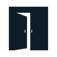 Tür offen Haus Silhouette Logo Vektor Icon Illustration Design