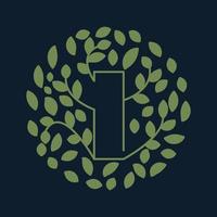 Buchstabe i mit blattgrünem Garten Natur Ornament Logo Vektor Icon Design