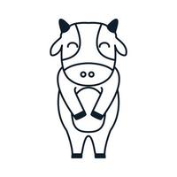 linje kontur ko eller nötkreatur eller mjölkkor söt tecknad logotyp vektor ikon illustration