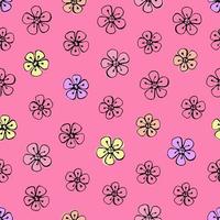 blommönster på rosa bakgrund. illustration för bakgrunder, omslag, förpackningar, gratulationskort, affischer, klistermärken, textil, säsongsdesign. isolerad på vit bakgrund. vektor