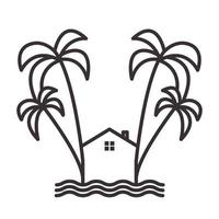 kokospalmer med stranden hem linjer logotyp vektor symbol ikon design illustration