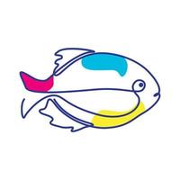 söt piranha fisk linje färgglada logotyp symbol vektor ikon design illustration