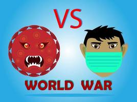 Illustration des Weltkriegs zwischen einem tödlichen Virus und Menschen. vektor