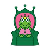 frosch oder kröte mit krone niedlichen cartoon-logo-symbol-vektor-illustration vektor