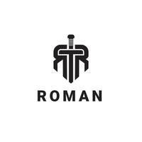 svärd symbol initialer bokstaven rr romersk logotyp design vektor