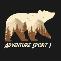 björnsiluett om äventyr i skogsbergsnatur vektor