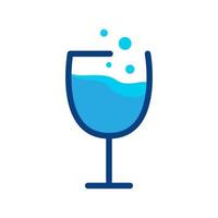 Glas trinken blau mit Blase abstrakte Logo Vektor Icon Symbol Grafik Design Illustration