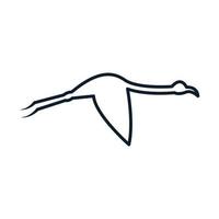 minimalistisk linje flamingo fluga logotyp vektor illustration design