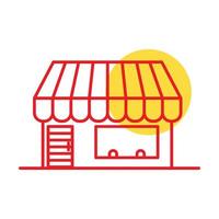 Shop Shop Linien mit Sonnenuntergang Logo Vektor Symbol Icon Design Grafik Illustration