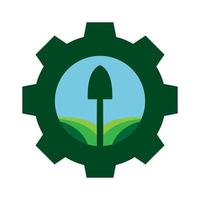spade jordbruk med redskap service logotyp symbol ikon vektor grafisk design illustration