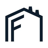 f für Fabrik Industrie Linie Logo Vektor Icon Design