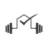 Fitnessstudio mit Home Häkchen Logo Symbol Symbol Vektorgrafik Design Illustration Idee kreativ vektor