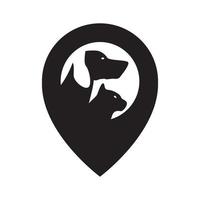 husdjur hund katt med nål karta plats logotyp symbol ikon vektor grafisk design illustration