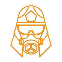 Kopf Feuerwehrmann Linie mit Maske Logo Symbol Vektor Icon Illustration Grafikdesign
