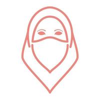 Frauen Linie Hijab mit Maske Logo Symbol Vektor Icon Illustration Grafikdesign