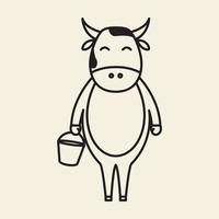 Milchkühe Cartoon Linien Lächeln Logo Design Vektor Symbol Symbol Illustration
