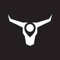 Kopf langes Horn Tier mit Stift Karte Standort Logo Symbol Symbol Vektorgrafik Design Illustration Idee kreativ vektor