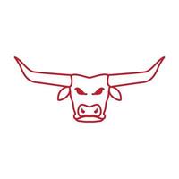Kopf Büffel langes Horn Linie Umriss Logo Vektor Icon Illustration