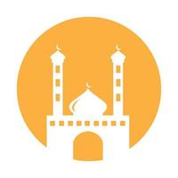 Sonnenuntergang mit Kuppel Moschee Turm Logo Vektor Icon Illustration Design