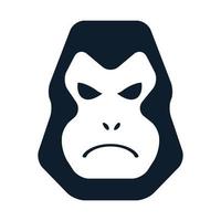 gorilla eller apa huvud ledsen eller arg logotyp vektor illustration design