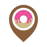 donuts mit pin-kartenstandort-logo-vektor-symbol-illustration vektor