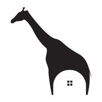 Tier-Giraffe mit Home-Logo-Vektor-Symbol-Icon-Design-Grafik-Illustration vektor