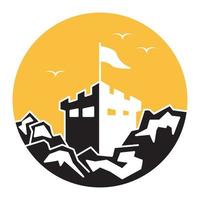 burg oder königreich mit sonnenuntergang logo symbol vektor symbol illustration grafikdesign