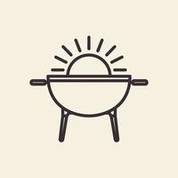 grilllinien mit sonnenaufgang logo design vektor symbol symbol illustration