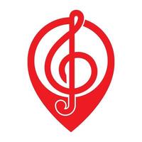Musiknote mit Pin-Karte Standort Logo Vektor Symbol Icon Design Illustration