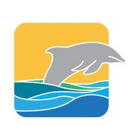 färgglada delfin hoppa på havsvatten logotyp symbol ikon vektor grafisk design illustration