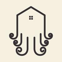 Linie Zuhause mit Oktopus Logo Symbol Symbol Vektorgrafik Design Illustration Idee kreativ vektor