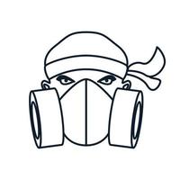 Atemschutzmaskenlinie mit Menschen Gesicht Logo Vektor Icon Illustration Design