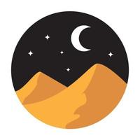 abstrakt hill öken med månen logotyp vektor symbol ikon design grafisk illustration